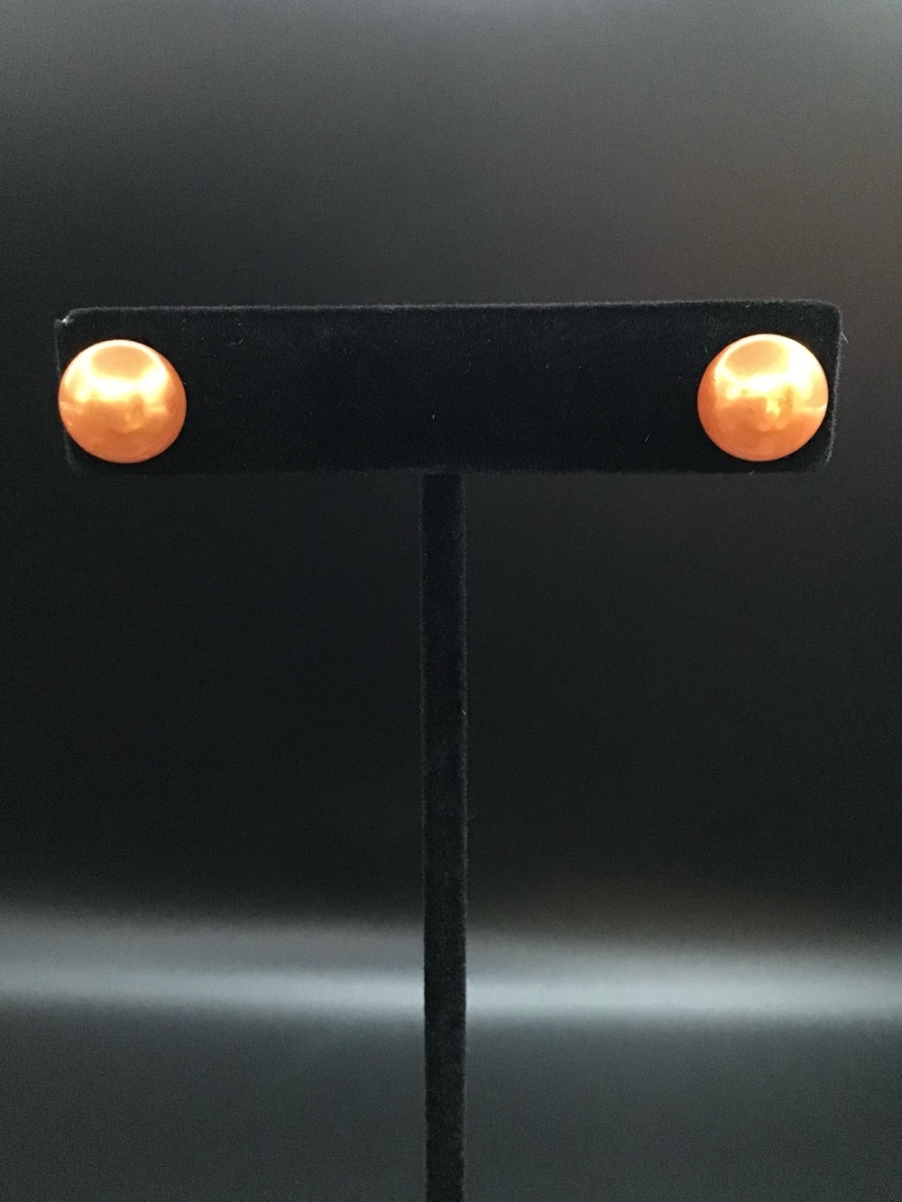 Pearlescent Orange Ball Stud Earrings
